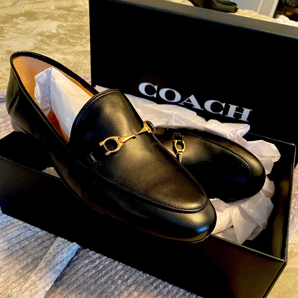 Coach Haley leather black loafer